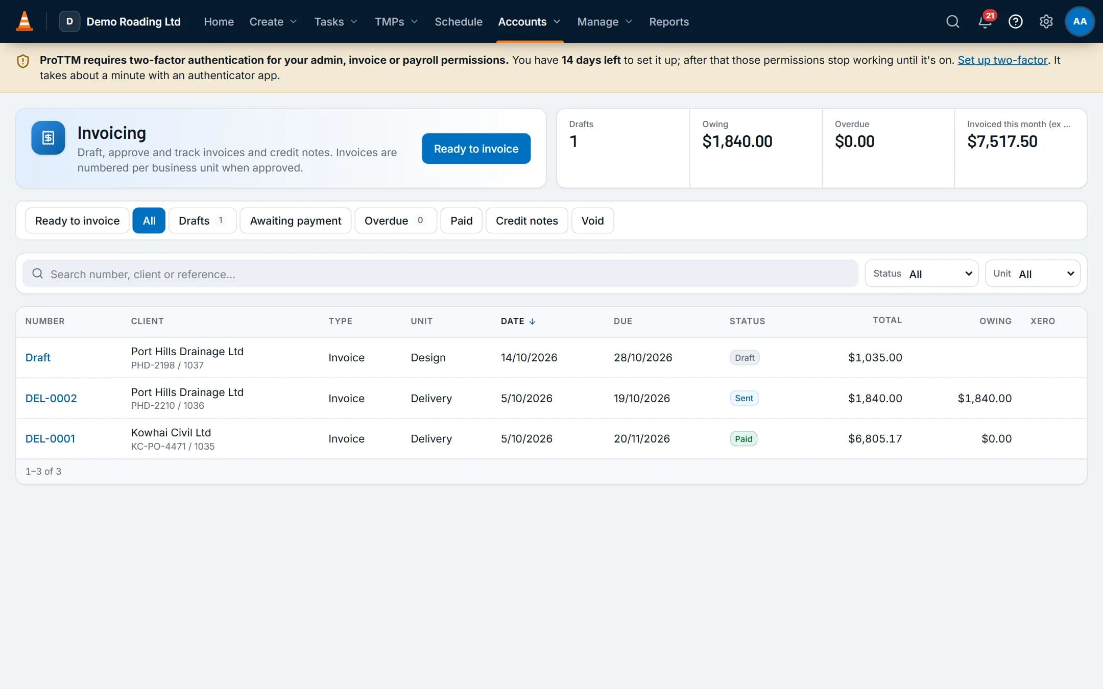 TTM software features: from TMP request to invoice | ProTTM