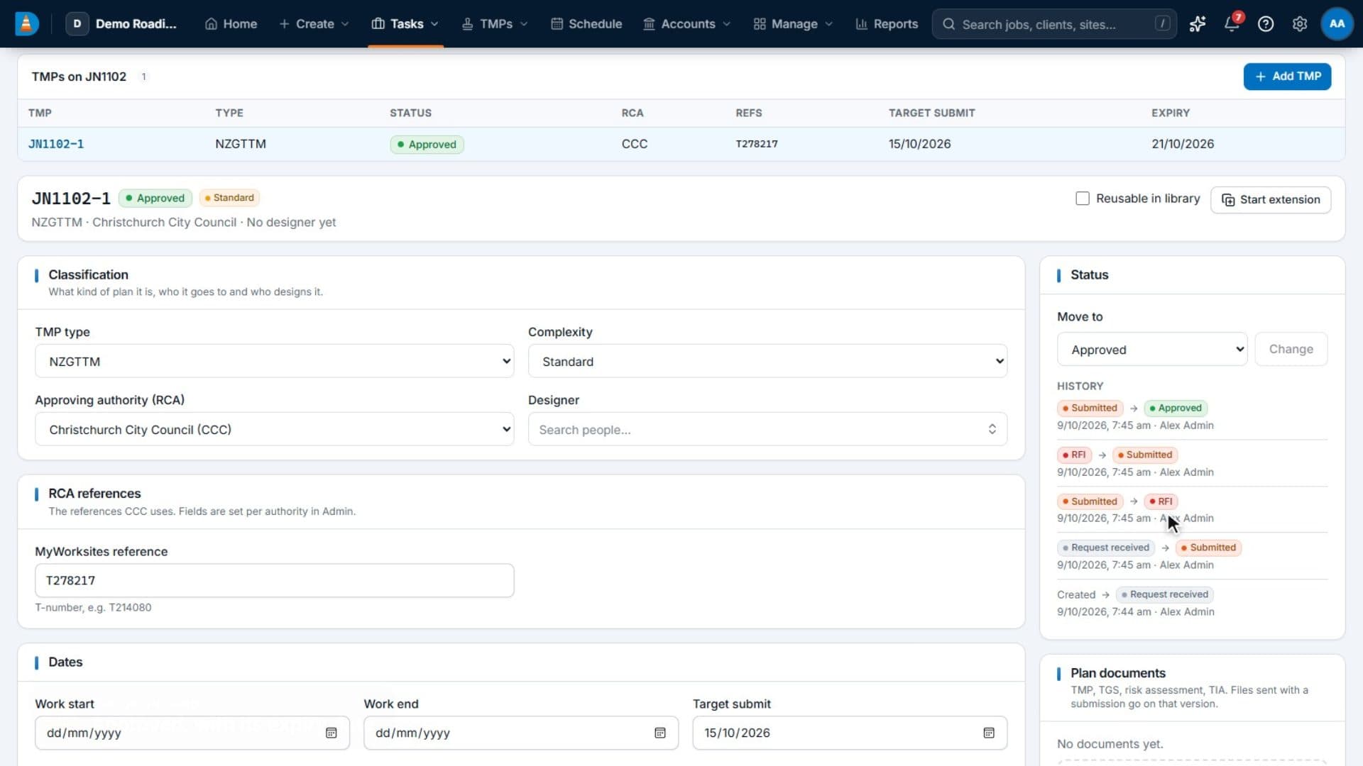 The TMP Dashboard: a still from the demo video
